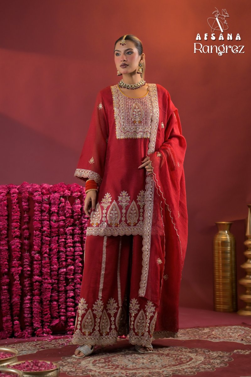 Rangrez By Afsana Rose Gold Crush Readymade Suits 